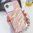 For iPhone 16e Plating Glitter Texture Chain Wristband TPU Phone Case with Lens Film(Pink Water Ripples) - iPhone 16e Cases by PMC TechLife | Online Shopping South Africa | PMC TechLife | Buy Now Pay Later Mobicred