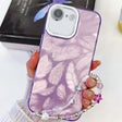 For iPhone 16e Plating Glitter Texture Chain Wristband TPU Phone Case with Lens Film(Purple Feathers) - iPhone 16e Cases by PMC TechLife | Online Shopping South Africa | PMC TechLife | Buy Now Pay Later Mobicred