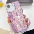 For iPhone 16e Plating Glitter Texture Chain Wristband TPU Phone Case with Lens Film(Purple Wrinkles) - iPhone 16e Cases by PMC TechLife | Online Shopping South Africa | PMC TechLife | Buy Now Pay Later Mobicred