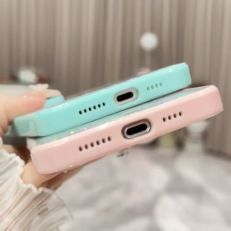 For iPhone 16 Pro Color Butterfly Glitter Epoxy TPU Phone Case(Pink)