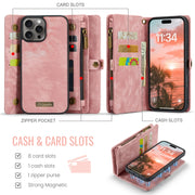 For iPhone 16 Pro Max CaseMe 008 Detachable Multifunctional Leather Phone Case(Pink)