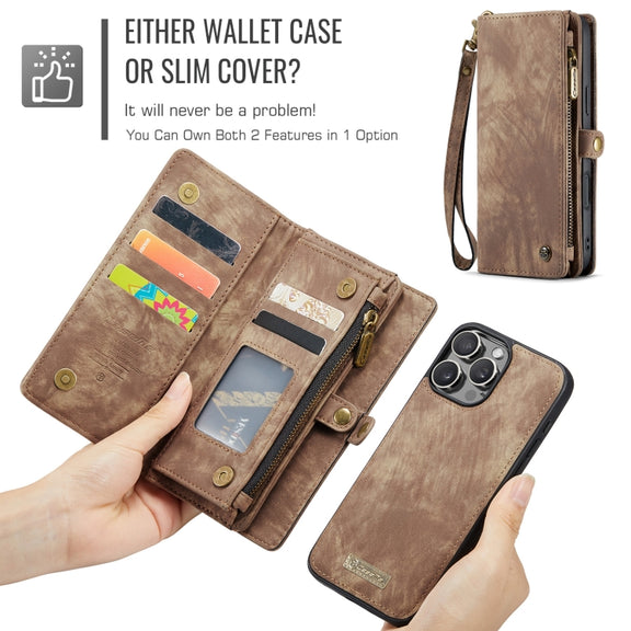 For iPhone 16 Pro Max CaseMe 008 Detachable Multifunctional Leather Phone Case(Brown)