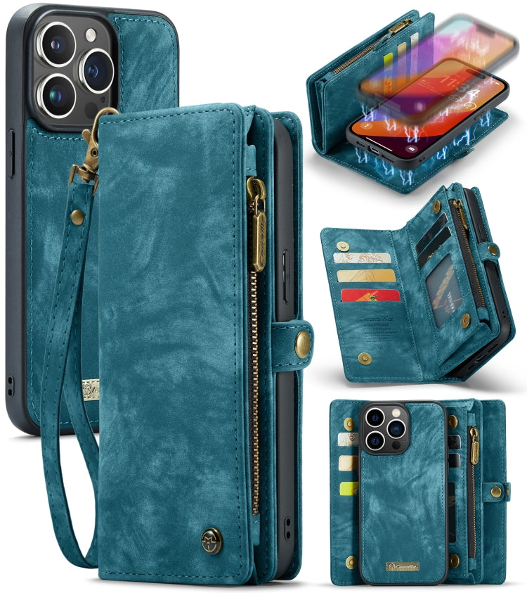 For iPhone 16 Pro CaseMe 008 Detachable Multifunctional Leather Phone Case(Blue)