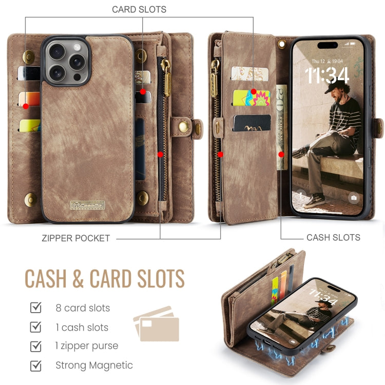 For iPhone 16 Pro CaseMe 008 Detachable Multifunctional Leather Phone Case(Brown)