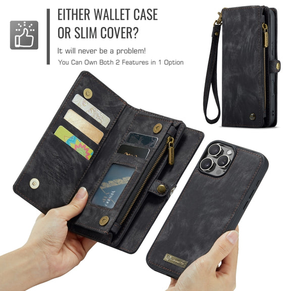 For iPhone 16 Pro CaseMe 008 Detachable Multifunctional Leather Phone Case(Black)