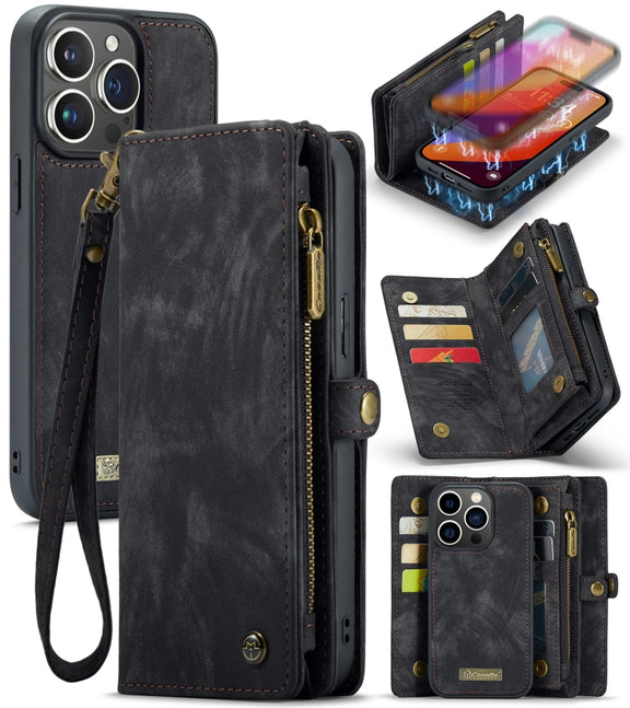 For iPhone 16 Pro CaseMe 008 Detachable Multifunctional Leather Phone Case(Black)