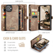 For iPhone 16 CaseMe 008 Detachable Multifunctional Leather Phone Case(Brown)