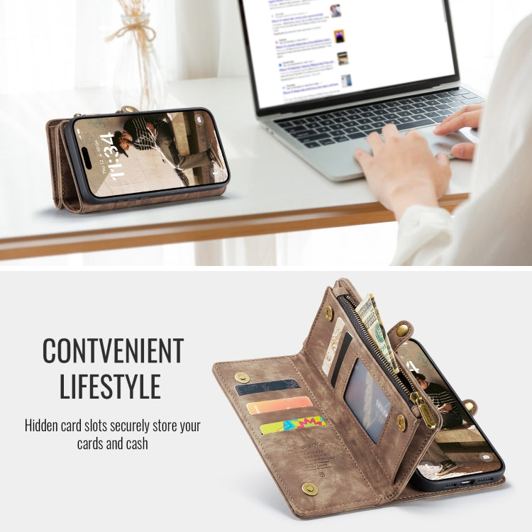 For iPhone 16 CaseMe 008 Detachable Multifunctional Leather Phone Case(Brown)