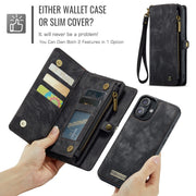 For iPhone 16 CaseMe 008 Detachable Multifunctional Leather Phone Case(Black)