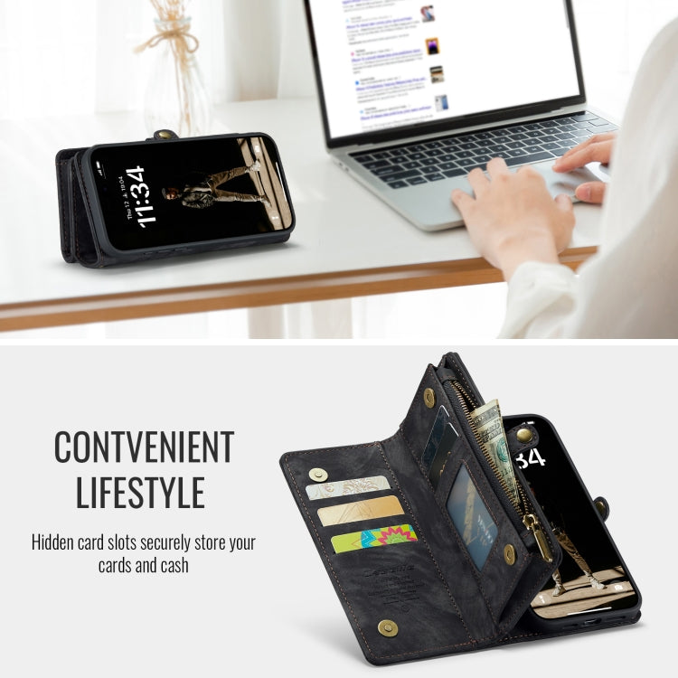 For iPhone 16 CaseMe 008 Detachable Multifunctional Leather Phone Case(Black)