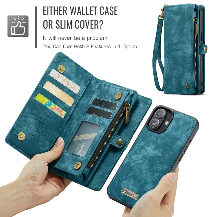 For iPhone 16 Plus CaseMe 008 Detachable Multifunctional Leather Phone Case(Blue)