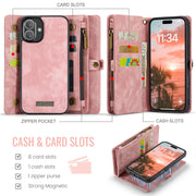 For iPhone 16 Plus CaseMe 008 Detachable Multifunctional Leather Phone Case(Pink)