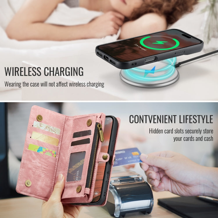 For iPhone 16 Plus CaseMe 008 Detachable Multifunctional Leather Phone Case(Pink)