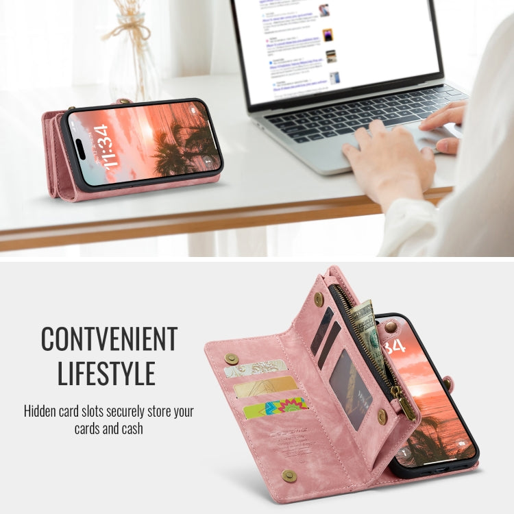 For iPhone 16 Plus CaseMe 008 Detachable Multifunctional Leather Phone Case(Pink)