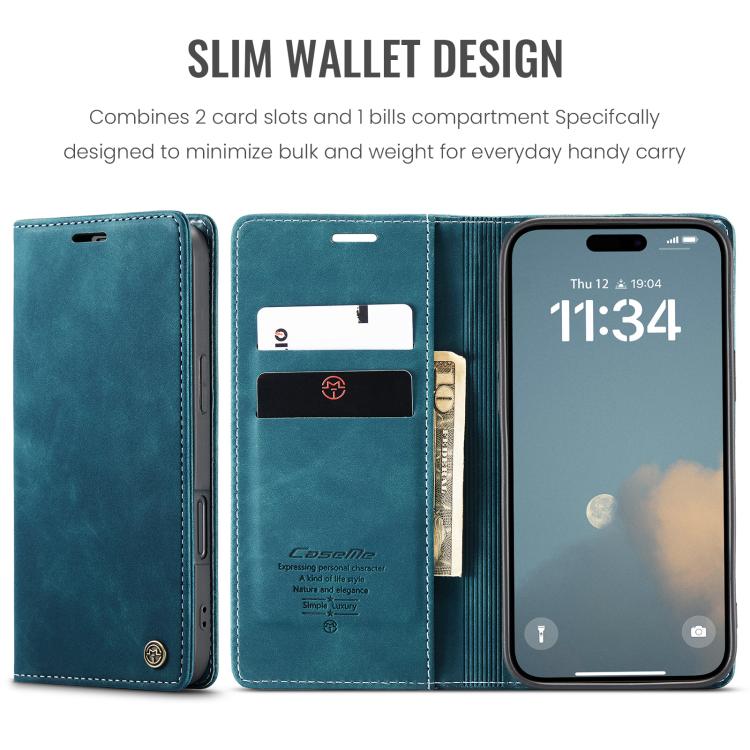 For iPhone 16 Plus CaseMe 013 Multifunctional Horizontal Flip Leather Phone Case(Blue)