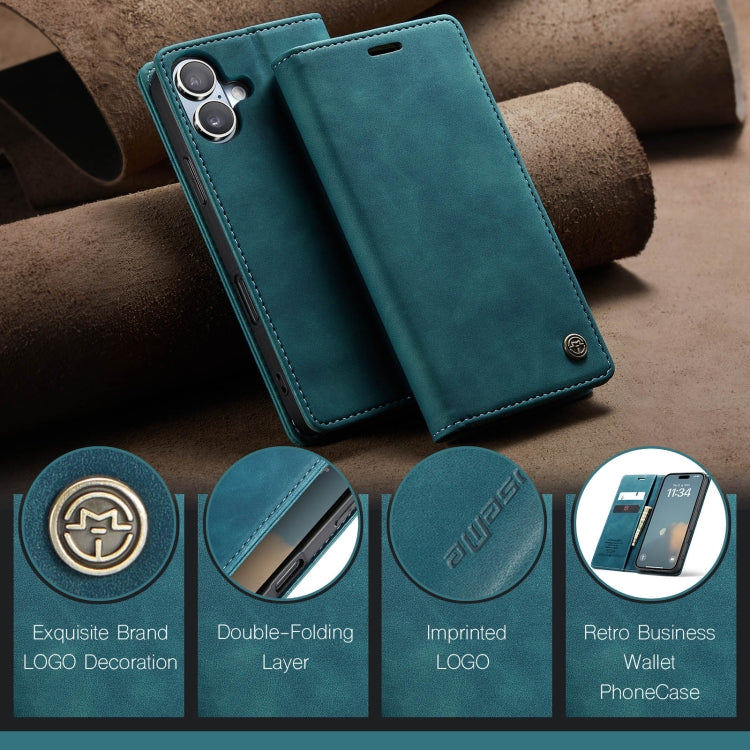 For iPhone 16 Plus CaseMe 013 Multifunctional Horizontal Flip Leather Phone Case(Blue)