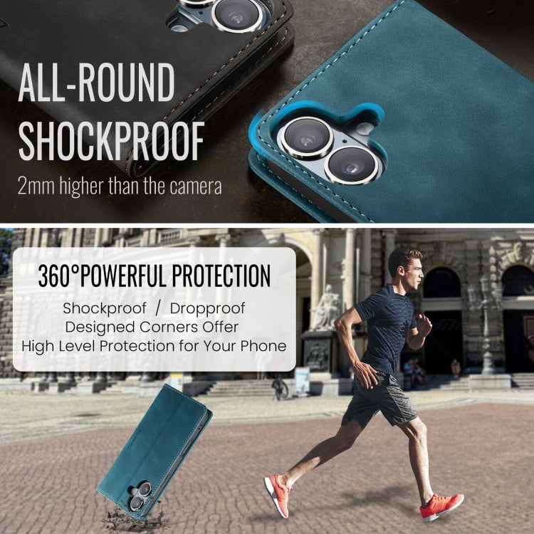 For iPhone 16 Plus CaseMe 013 Multifunctional Horizontal Flip Leather Phone Case(Blue)