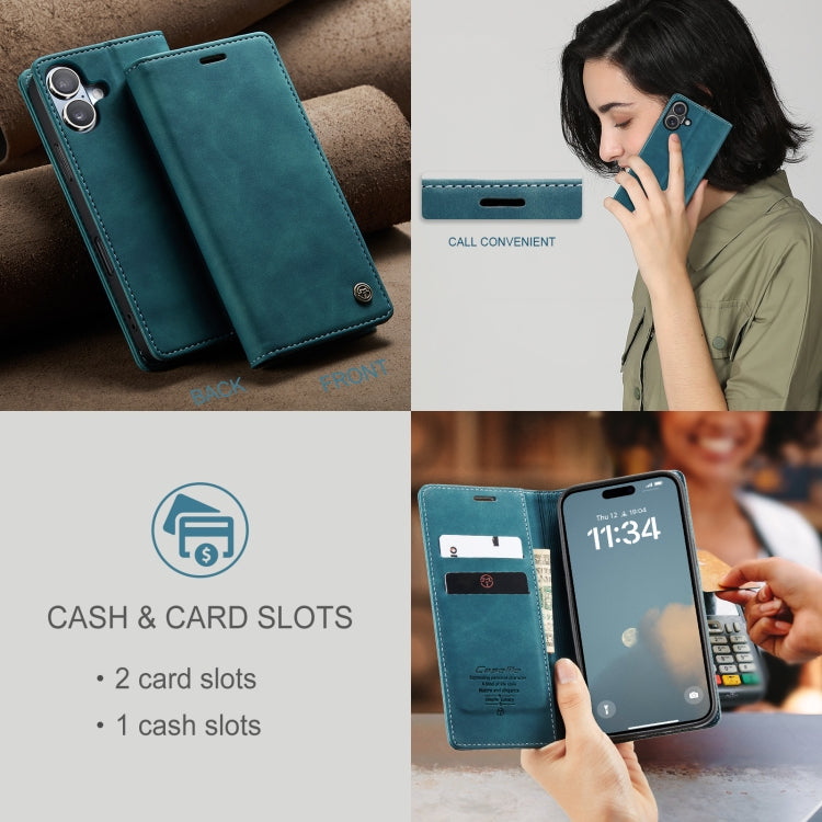 For iPhone 16 Plus CaseMe 013 Multifunctional Horizontal Flip Leather Phone Case(Blue)