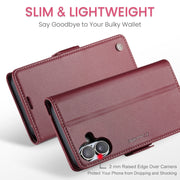 For iPhone 16 CaseMe 023 Butterfly Buckle Litchi Texture RFID Anti-theft Leather Phone Case(Red)