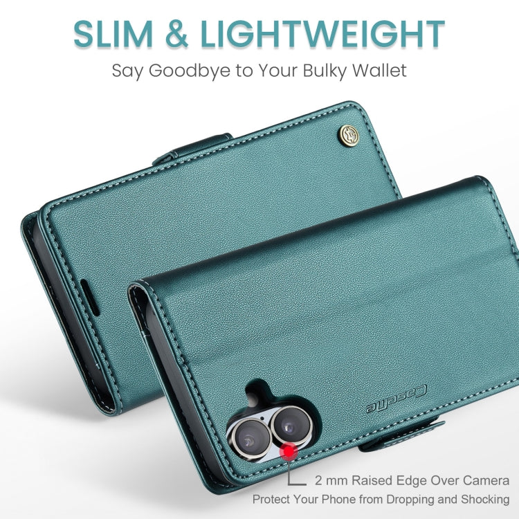 For iPhone 16 CaseMe 023 Butterfly Buckle Litchi Texture RFID Anti-theft Leather Phone Case(Green)