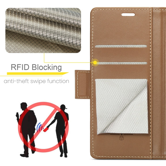 For iPhone 16 CaseMe 023 Butterfly Buckle Litchi Texture RFID Anti-theft Leather Phone Case(Brown)