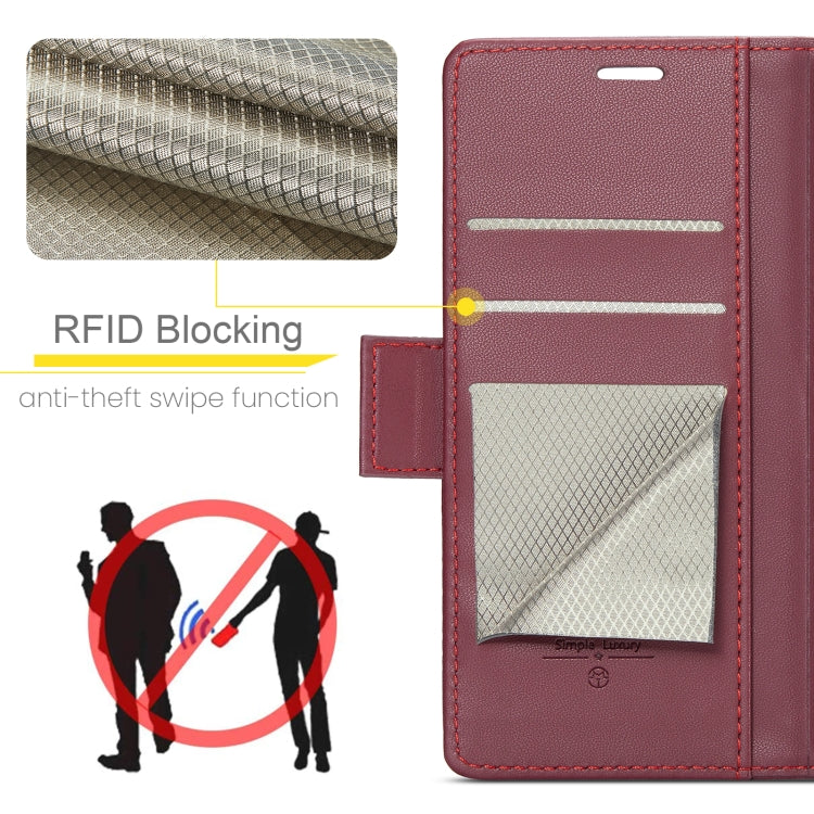 For iPhone 16 Plus CaseMe 023 Butterfly Buckle Litchi Texture RFID Anti-theft Leather Phone Case(Red)