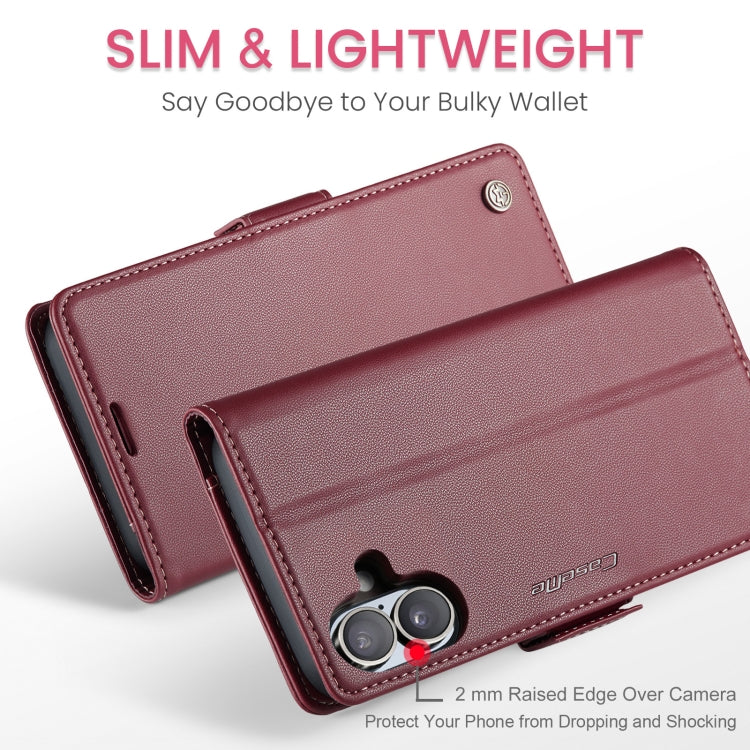 For iPhone 16 Plus CaseMe 023 Butterfly Buckle Litchi Texture RFID Anti-theft Leather Phone Case(Red)