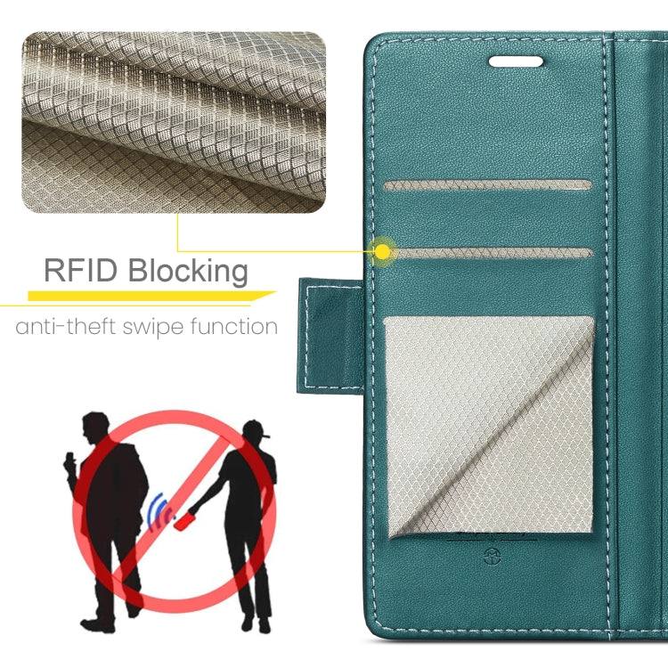 For iPhone 16 Plus CaseMe 023 Butterfly Buckle Litchi Texture RFID Anti-theft Leather Phone Case(Green)