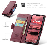 For iPhone 16e CaseMe 023 Butterfly Buckle Litchi Texture RFID Anti-theft Leather Phone Case(Red)