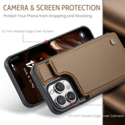 For iPhone 16 Pro Max CaseMe C22 Card Slots Holder RFID Anti-theft Phone Case(Brown)