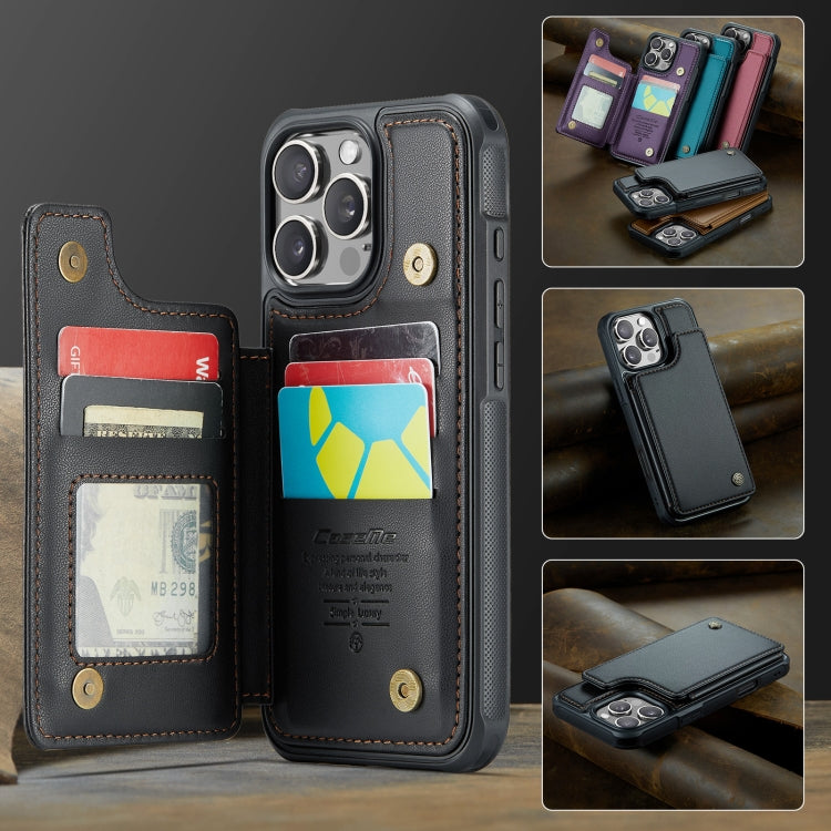 For iPhone 16 Pro Max CaseMe C22 Card Slots Holder RFID Anti-theft Phone Case(Black)