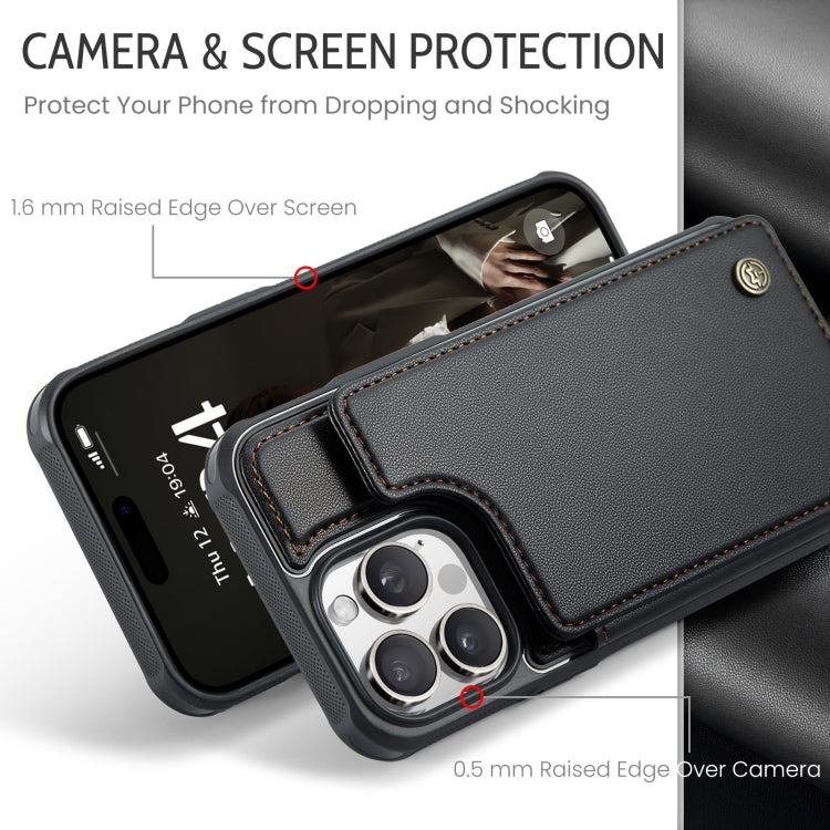 For iPhone 16 Pro Max CaseMe C22 Card Slots Holder RFID Anti-theft Phone Case(Black)