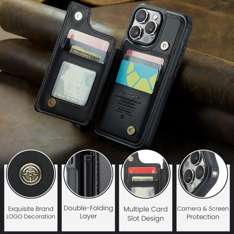 For iPhone 16 Pro Max CaseMe C22 Card Slots Holder RFID Anti-theft Phone Case(Black)