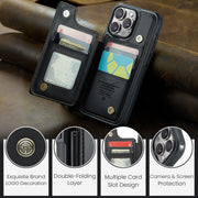 For iPhone 16 Pro Max CaseMe C22 Card Slots Holder RFID Anti-theft Phone Case(Black)