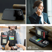 For iPhone 16 Pro Max CaseMe C22 Card Slots Holder RFID Anti-theft Phone Case(Black)