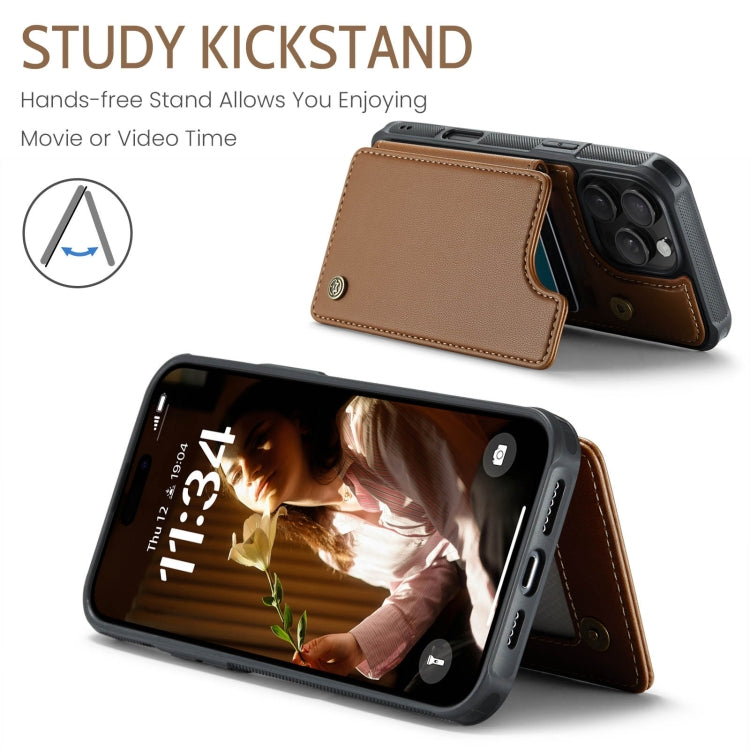 For iPhone 16 Pro CaseMe C22 Card Slots Holder RFID Anti-theft Phone Case(Brown)