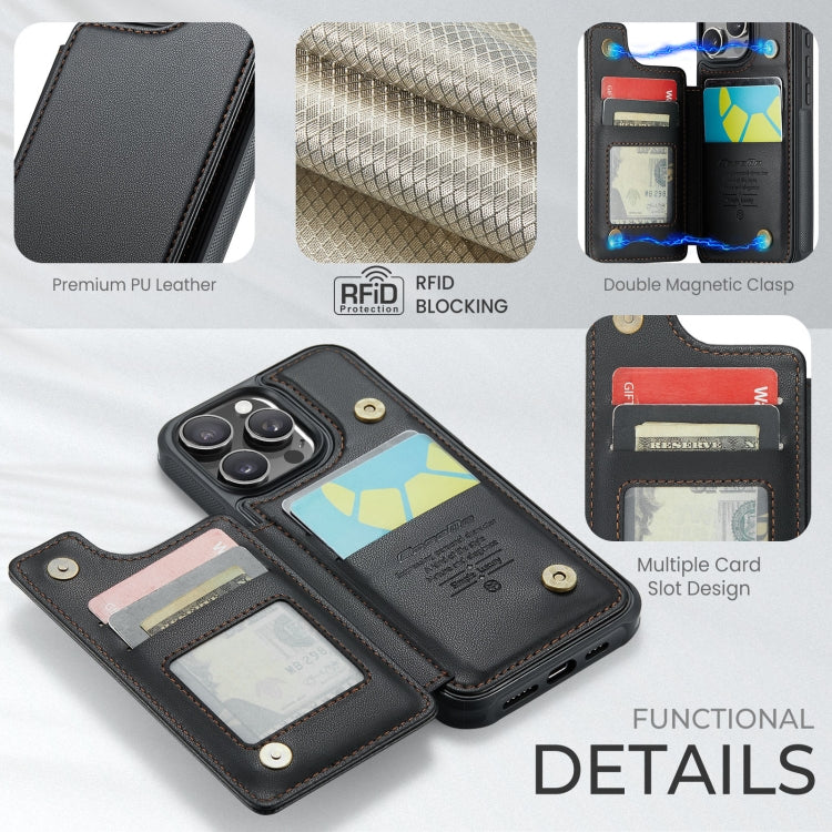 For iPhone 16 Pro CaseMe C22 Card Slots Holder RFID Anti-theft Phone Case(Black)