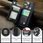 For iPhone 16 Pro CaseMe C22 Card Slots Holder RFID Anti-theft Phone Case(Black)