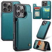 For iPhone 16 Pro CaseMe C22 Card Slots Holder RFID Anti-theft Phone Case(Green)