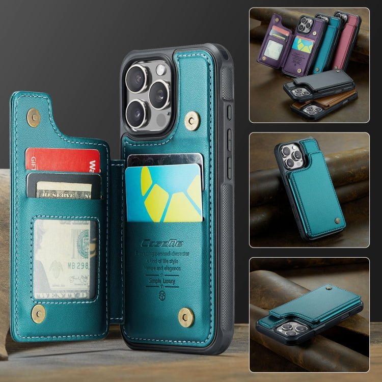 For iPhone 16 Pro CaseMe C22 Card Slots Holder RFID Anti-theft Phone Case(Green)