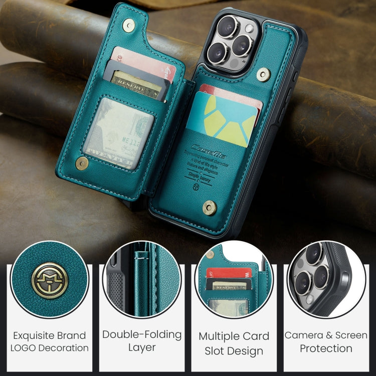 For iPhone 16 Pro CaseMe C22 Card Slots Holder RFID Anti-theft Phone Case(Green)
