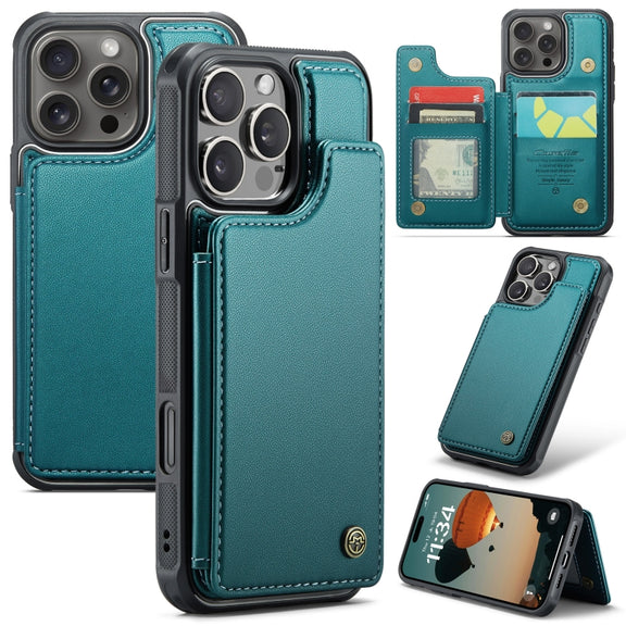 For iPhone 16 Pro CaseMe C22 Card Slots Holder RFID Anti-theft Phone Case(Green)