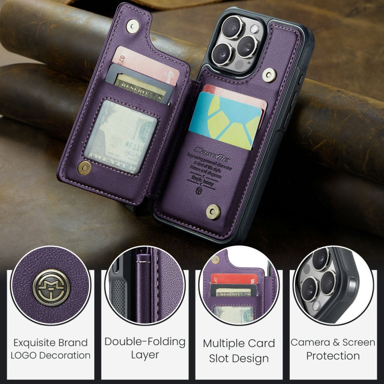 For iPhone 16 Pro CaseMe C22 Card Slots Holder RFID Anti-theft Phone Case(Purple)