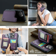 For iPhone 16 Pro CaseMe C22 Card Slots Holder RFID Anti-theft Phone Case(Purple)