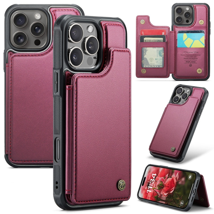 For iPhone 16 Pro CaseMe C22 Card Slots Holder RFID Anti-theft Phone Case(Red)