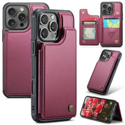 For iPhone 16 Pro CaseMe C22 Card Slots Holder RFID Anti-theft Phone Case(Red)