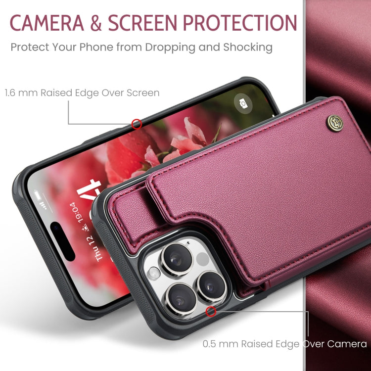 For iPhone 16 Pro CaseMe C22 Card Slots Holder RFID Anti-theft Phone Case(Red)