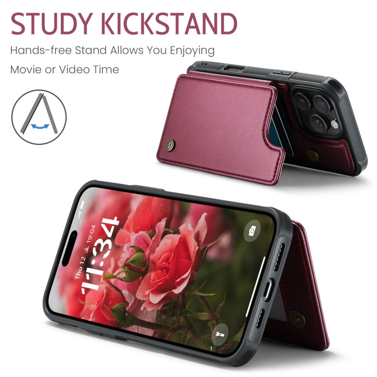 For iPhone 16 Pro CaseMe C22 Card Slots Holder RFID Anti-theft Phone Case(Red)