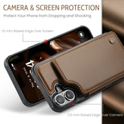 For iPhone 16 CaseMe C22 Card Slots Holder RFID Anti-theft Phone Case(Brown)
