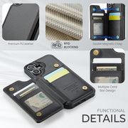 For iPhone 16 CaseMe C22 Card Slots Holder RFID Anti-theft Phone Case(Black)